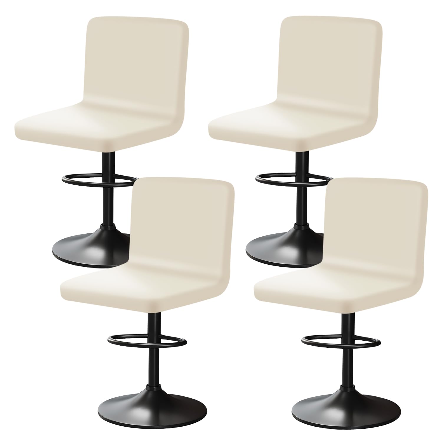 Yingayou Beige Bar Stool Covers With Back Velvet Bar Stools Slipcovers With Backrest Very Soft Elastic And Easy To Install Wrinkle Resistant, Washable, Dustproof (4, )