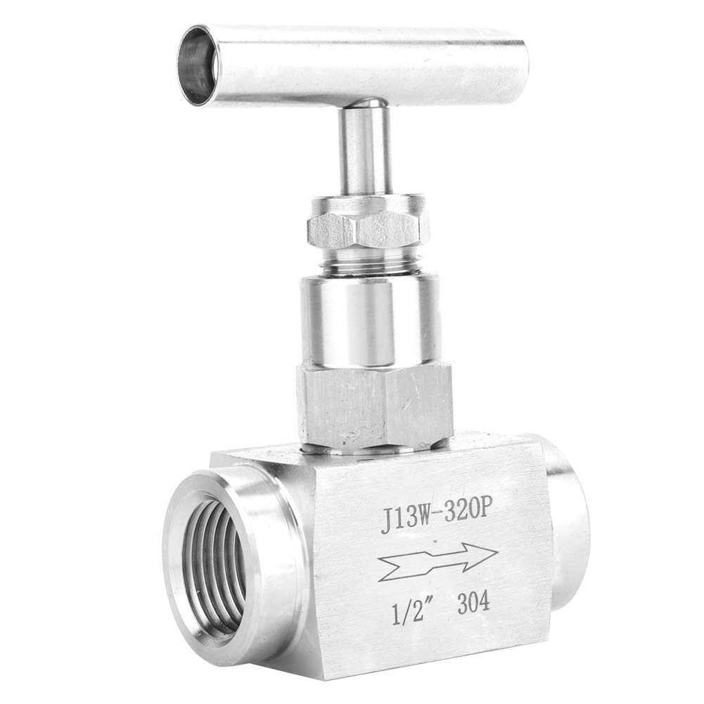 Vanne à Pointeau Droite Haute Pression en Acier Inoxydable BSPP Filetage Femelle Vanne à Pointeau Droite pour L'eau, L'huile, la Transmission de Carburant (1/2in)