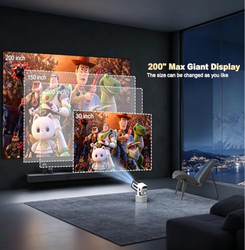 JY320 KTV Portable Projector, 4K Supported Mini Projector with 2 Wireless Microphones, WiFi6, Bluetooth, 180° Rotatable, 200 ANSI Lumens Home Theater Projector for Indoor Outdoor Karaoke Movie Night — view 4