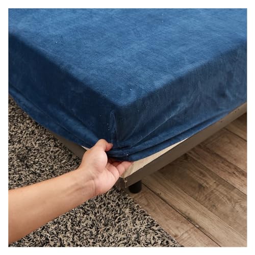 Sábana de terciopelo Sábana ajustable de tela de terciopelo elástica sólida, cubrecama elástico suave, funda de colchón, protector de ropa de cama, sábana ajustable for mantener el calor en invierno(C