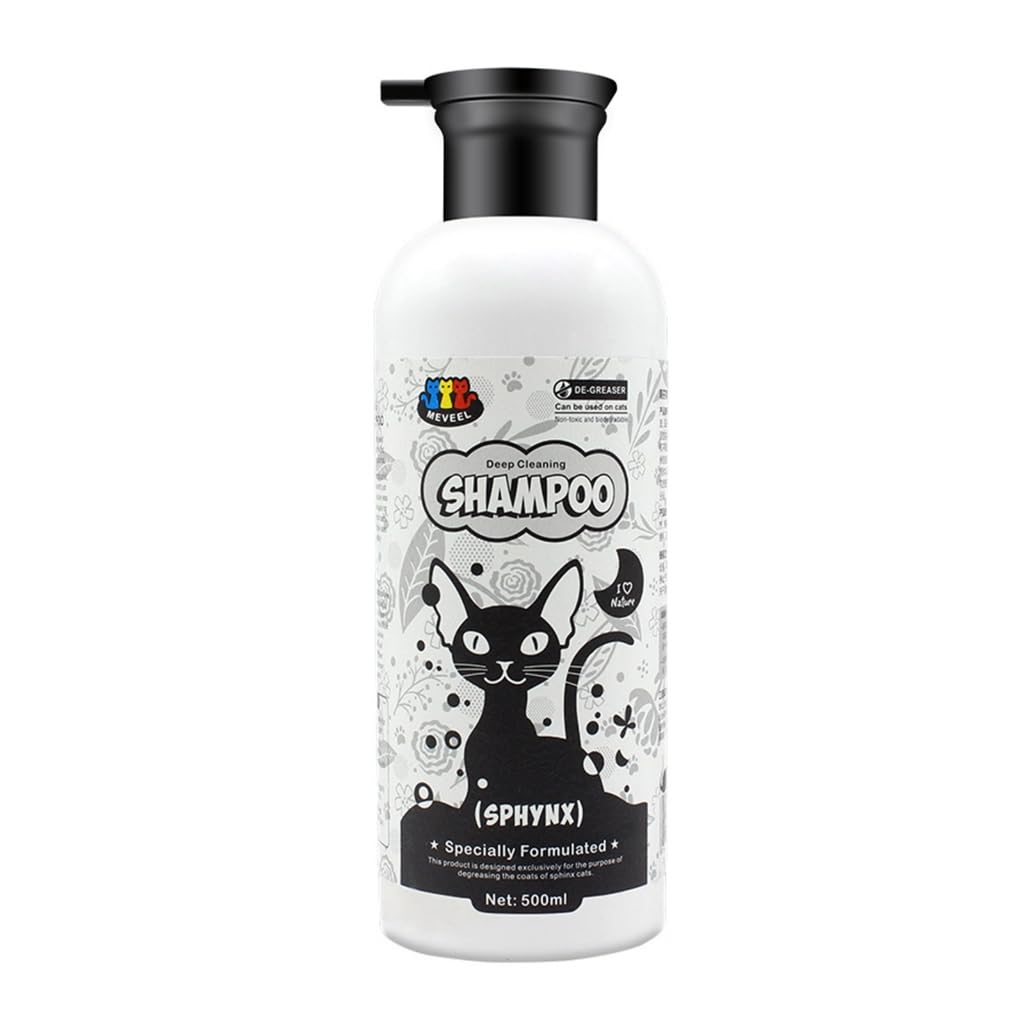 Champú para gatos sin pelo 500ml para control de grasa, fácil, eficaz y suave para gatos