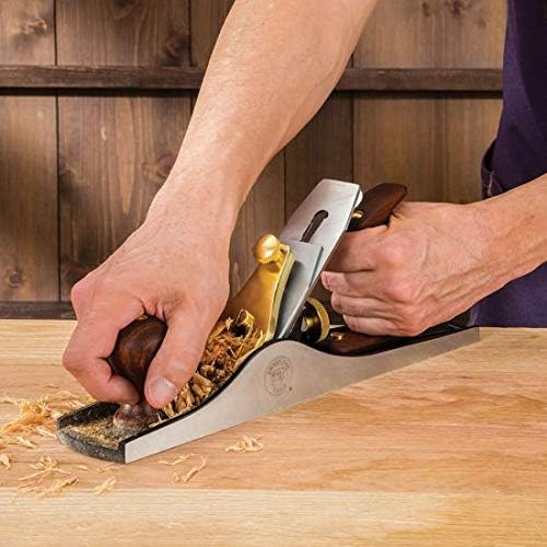 Rockler Bench Dog No. 5 Jack Plane – Premium Hand Plane for Woodworking, Flattening & Smoothing – Ductile Cast Iron Body, Brass Fittings, Sapele Handles – Precision Wood Planer Hand Tool