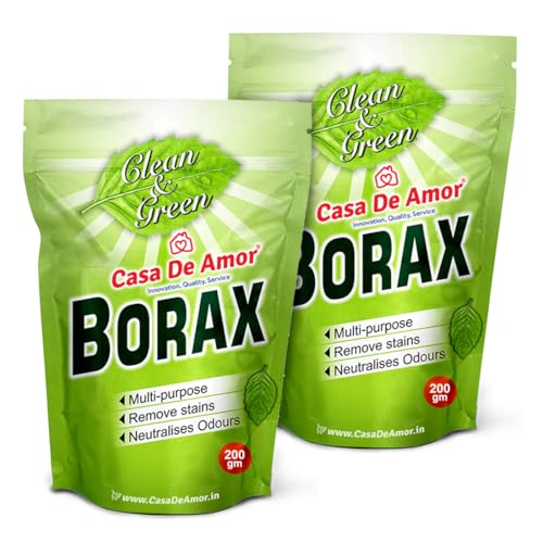 Casa De Amor Essential Borax Powder 100% Pure for Whitening & Cleaning and Slime 2 Packs of 200gm (400 gm)