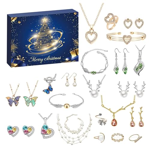 Calendrier de l'Avent de Noël pour surprendre votre sœur ou fiancée avec 24 bijoux