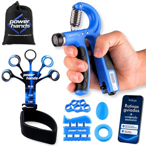 Power Hands - fortalecedor de Manos y brazos– Hand Grip completo con Accesorios para Fortalecimiento, Entrenamiento y Rehabilitación - Accesorios gimnasio - Escalada accesorios