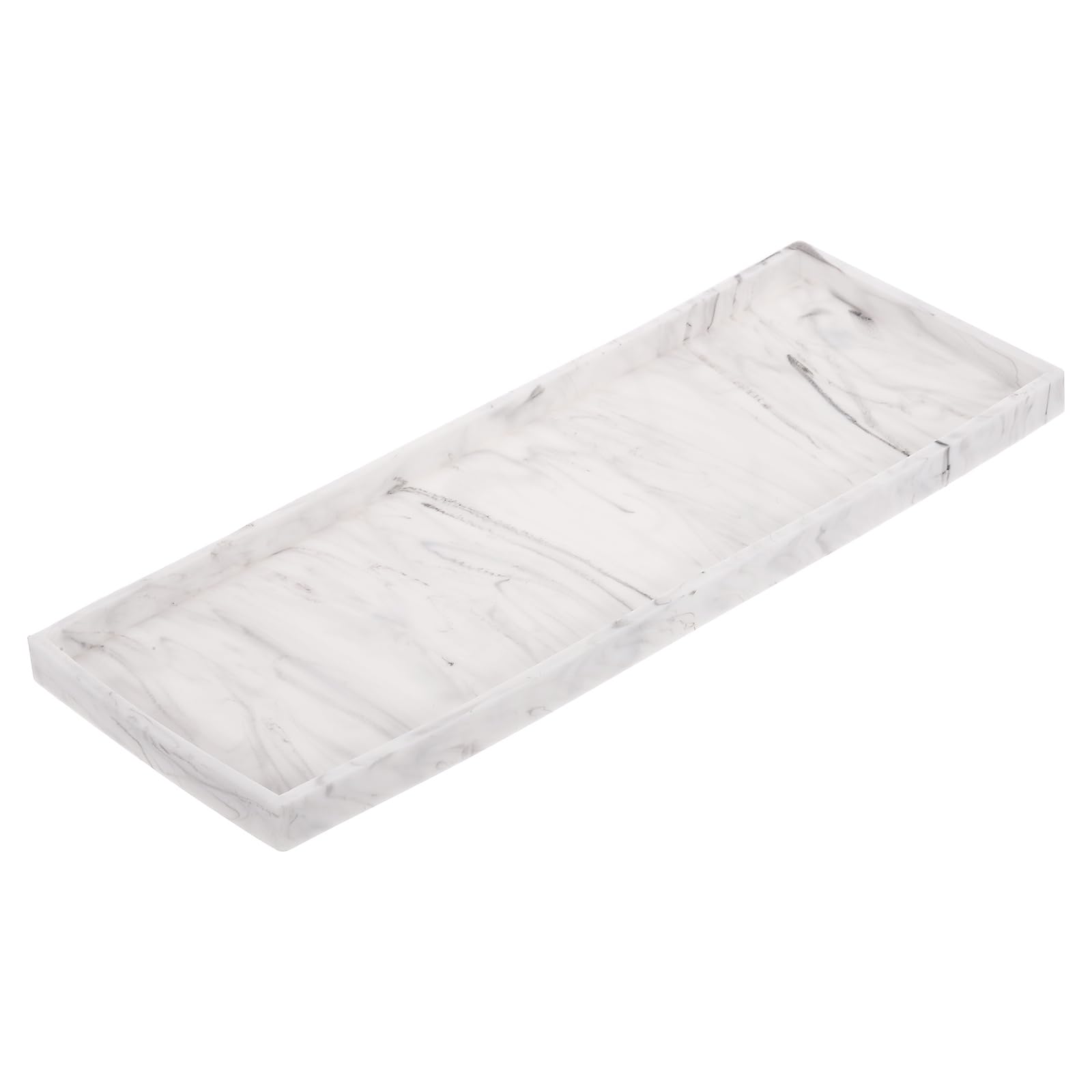 sourcing map Bathroom Vanity Tray, 15.7" x 6" Silicone Soap Dispenser Trays, Shatterproof Kitchen Sink Organizer for Soaps Keys Candle Trinket, Marble White