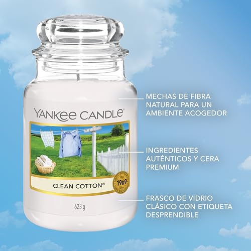 Miniatura 5 de Vela Aromática Yankee Candle Clean Cotton Vela En Tarro Grande Velas De Larga Duración: Hasta 150 H Regalos Perfectos Para Mujeres