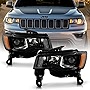 ACANII - For [Halogen Model] 2017-2021 Jeep Grand Cherokee Black Housing Projector Headlights Headlamps Pair Left+Right