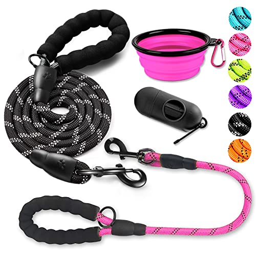 COOYOO 2 Pack Dog Leash 5 FT & 2 FT Heavy Duty - Comfortable Padded Handle - Reflective Dog Leash for Medium Large Dogs…