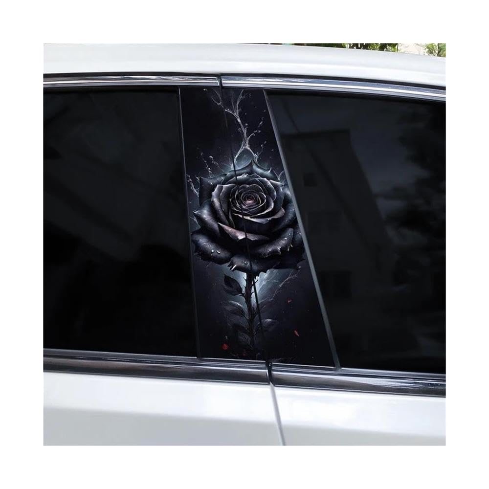 Decorative Items 2pcs Flame Rose Car B-Pillar Waterproof Decal(F)