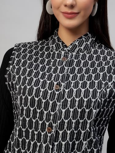 Image of Ravaiyaa - Attitude is everything Women's Floral Printed Reversible Quilted Jacket Coat Blazer Jacket Sleeve Less Waistcoat