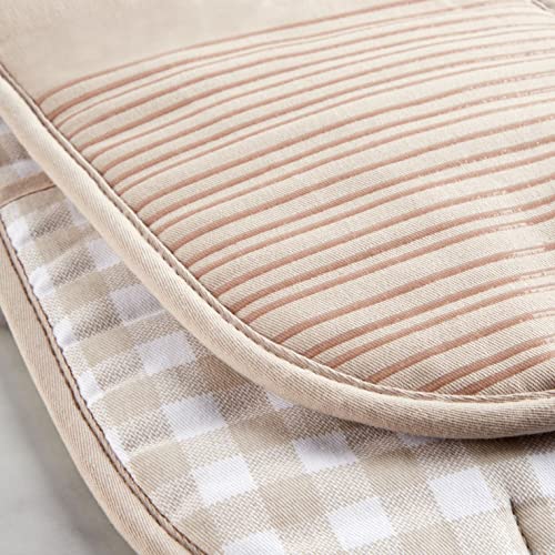 KitchenAid Gingham Casserole Mitt in Milkshake Tan #TOP26