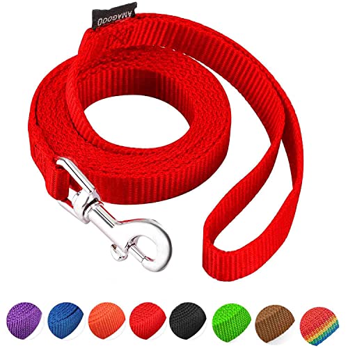 6 FT Puppy/Dog Leashes Strong Traditional Style Leash with Easy to Use Collar Hook Dog Lead Great for Small(Red 5/8 x 6 Feet) (Red)