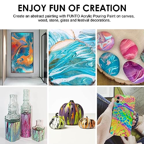 Image of Funto Acrylic Pouring Paint Set, 36 Bottles, with Silicone Oil, High Flow, Pre-Mixed, Art Supplies for Pouring on Canvas, Glass, Wood, Tile, Rocks