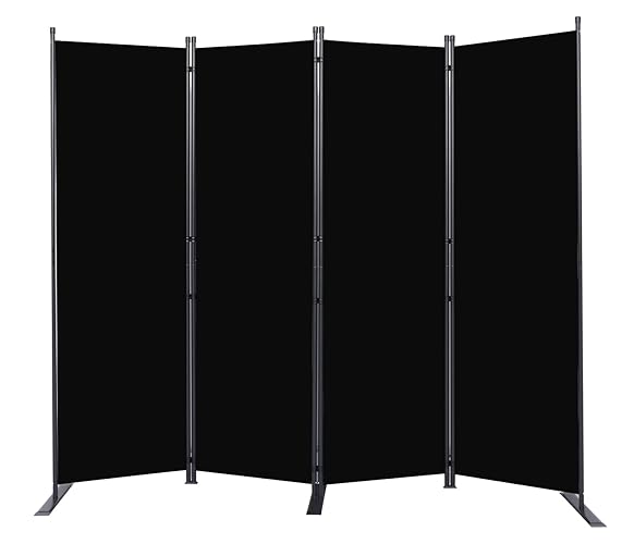 Room Divider 6FT Portable Room Dividers and Folding Privacy Screens, 88'' W Fabric Divider for Room Separation, 4 Panel Partition Room Dividers Screen - 4 Panel-88'' - Black