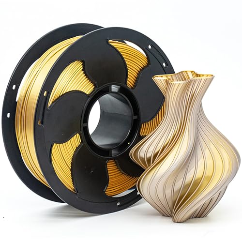 Image of Silk Dual Color Gold Silver PLA 1.75mm 1kg Shiny 3D Printer Filament FDM | Silk finish Bi color Gold Silver Coextrusion Shiny Smooth transition Neatly wound 1kg spool 2.2lbs for Bambu Flashforge