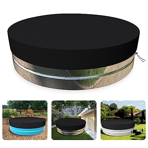MRWiZMS Stock Tank Pool Cover 210D Oxford Cloth is Waterproof UV Resistant and Dustproof Round Stock Tank Pool Cover (8ft Black)