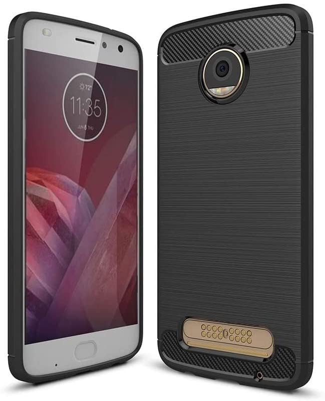 Image of Hybrid Carbon Fiber Back Case for Moto Z2 Play (Black)