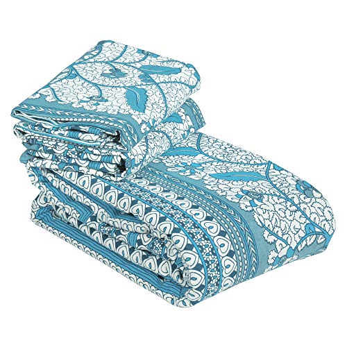 Image of Story@Home Pandora Collection 152 TC 100% Cotton Bedsheet for Double Bed with 2 Pillow Covers (90 X 108 Inch, Grey & Sky Blue)