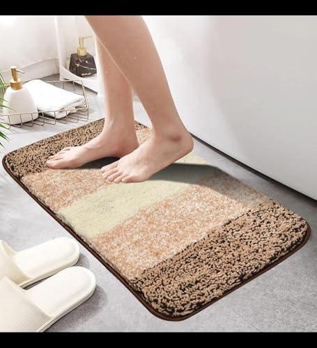 Image of NAMCHI Comfort Microfiber Bath Mat Anti Skid Non Slip Bathroom Floor Mat Super Absorbent & Quick Dry | Soft Machine Washable Bath Rug for Bathroom, Bedroom & Home (50x80cm, Brown 50 X 80cm)