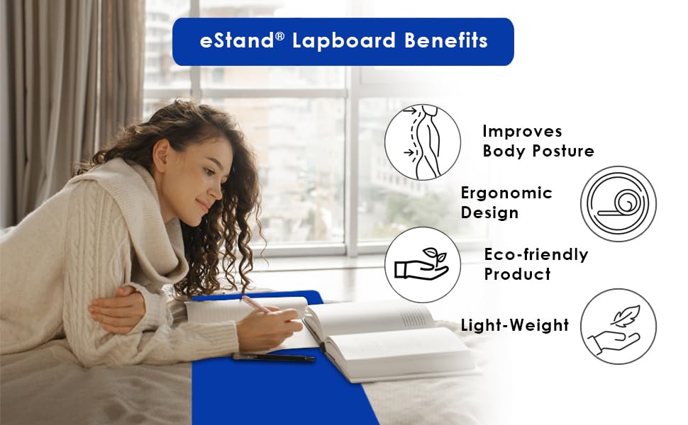 Image of Lap Board for Study | Home | Dining | Office | Laptop | Computer Desk | Reading & Writing | Multi-Purpose | Made in India | (Blue, Lap Board 14 inchX23 inch Blue)
