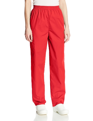 Cherokee Women's Workwear Elastic Waist Cargo Scrubs Pant, Red, XX-Large