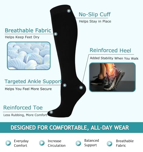 Image of 8 Pairs Compression Socks for Women & Men,Support Compression Stockings for Medical Running Athletic