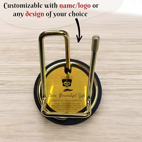 Image of SAVRI Custom Engraved Mobile Stand - Personalized with Name, Designation & Company Logo-Elegant Office Desk Accessory & Business Gift | Ideal for Corporate Branding, Father's Day, Birthday,Retirement