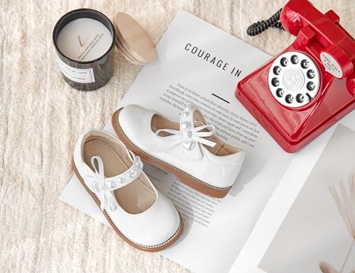 Image of GINFIVE Toddler Girls Dress Shoes Little Kids Flats School Mary Janes Shoes