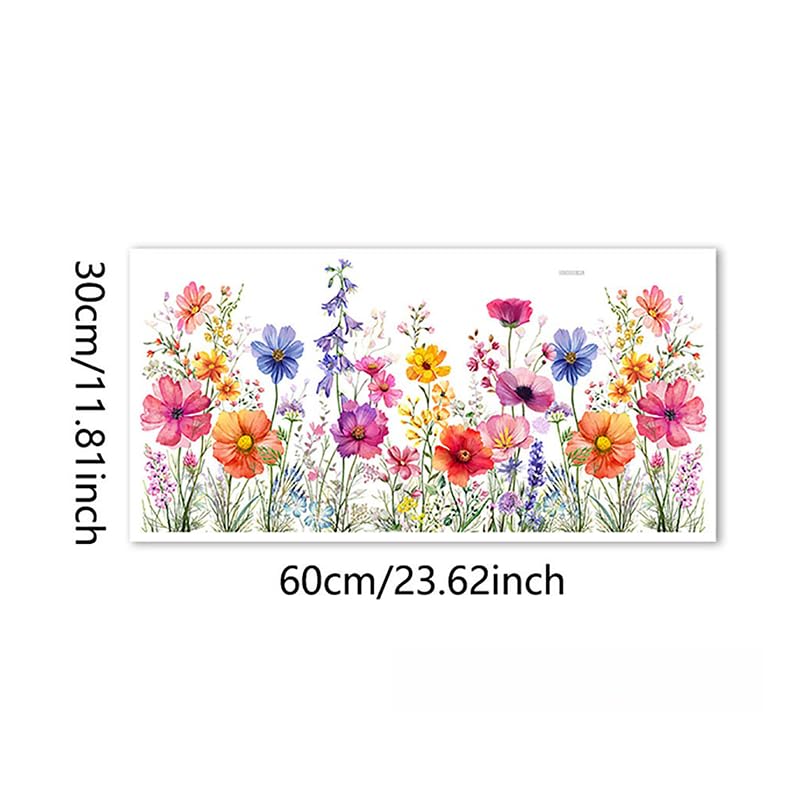 Flower Wall Decor Living Room Boho Decor, Removable Peel and Stick Colorful Flower Stickers for Window Clings, Floral Wallpaper Wall Decals Art for Bedroom Bathroom, Multicolor — view 2