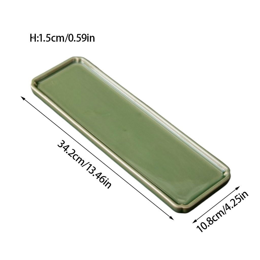 Plateau à Café de Table Plateau à thé rétro en céramique, Plateau à Bulles sèches, rectangulaire, Plateau de Rangement de Cuisine Vert en Bambou Plateau à thé de Bureau