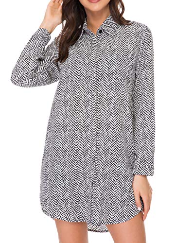 Luna et Margarita Camisa de Manga Larga con Estampado de Espiga en Blanco y Negro Talla 38