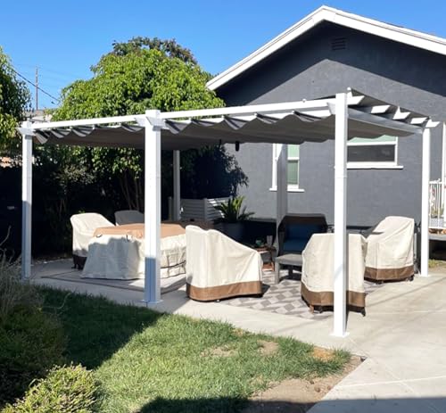 PURPLE LEAF 10' x 13' Aluminum Outdoor Pergola White Wind-Resistant