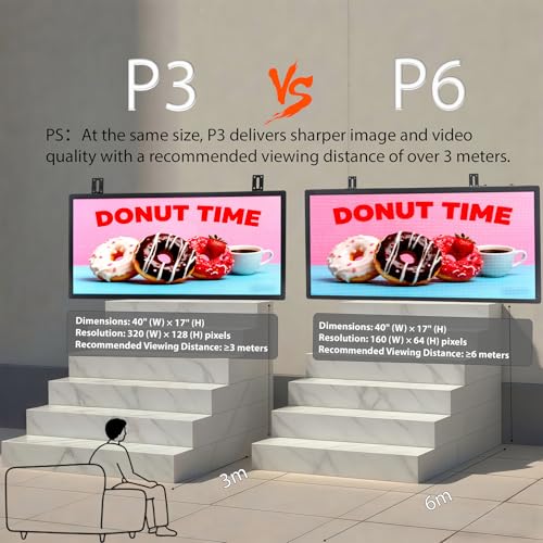 Image of P6 ‌Programmable Scrolling LED Sign 40 inchx17 inch, IP65 Waterproof Programmable Digital Sign, Supports Text /Image /Video for Restaurants & Retail Stores