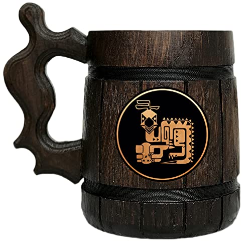 MHW Kulu-Ya-Ku Wooden Beer Mug. Personalized MHW Beer Mug. Gamer Mug Tankard. Gift For Him. Beer Stein Wood Gamer Gift. Gift For Husband #631/0.6L/22ounces