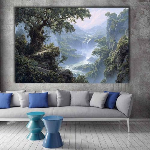 Poster mural cascade de l'arbre du canyon HOQIU affiche decoration murale salon 60x80 - 2
