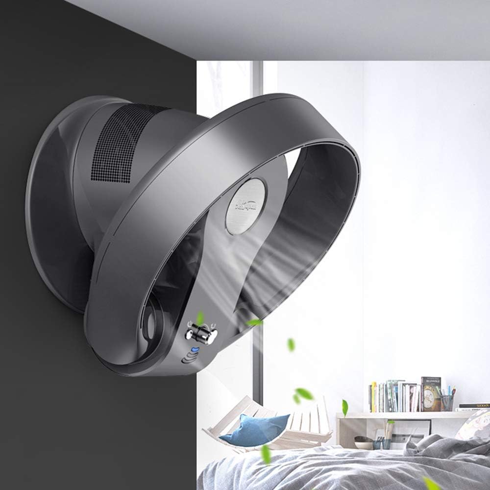 Bladeless fan mounted on a wall in a bedroom setting
