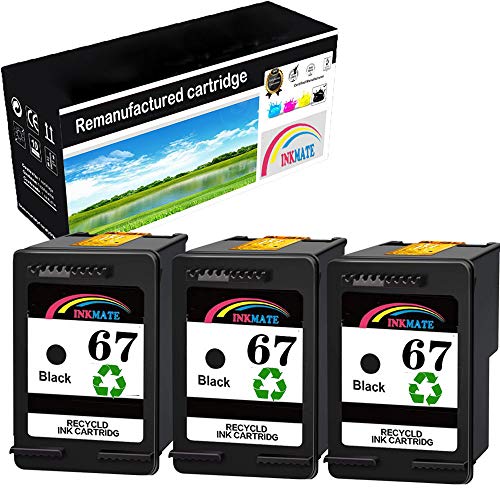 INKMATE Remanufactured Ink Cartridge Replacement for HP 67 Black 3YM56AN Work with Envy 6052, 6055, 6058, 6075,2 Pack Ink Cartridge