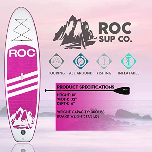 Image of Roc Inflatable Stand Up Paddle Board 10' 6 inch with Premium SUP Paddle Board Accessories, Wide Stable Design, Non-Slip Comfort Deck for Youth & Adults