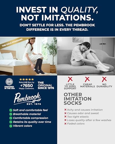 Image of Pembrook Light Compression Socks for Women - 3 Pairs | 8-15 mmHg Cotton Compression Socks for Pregnancy, Knee High Comfort