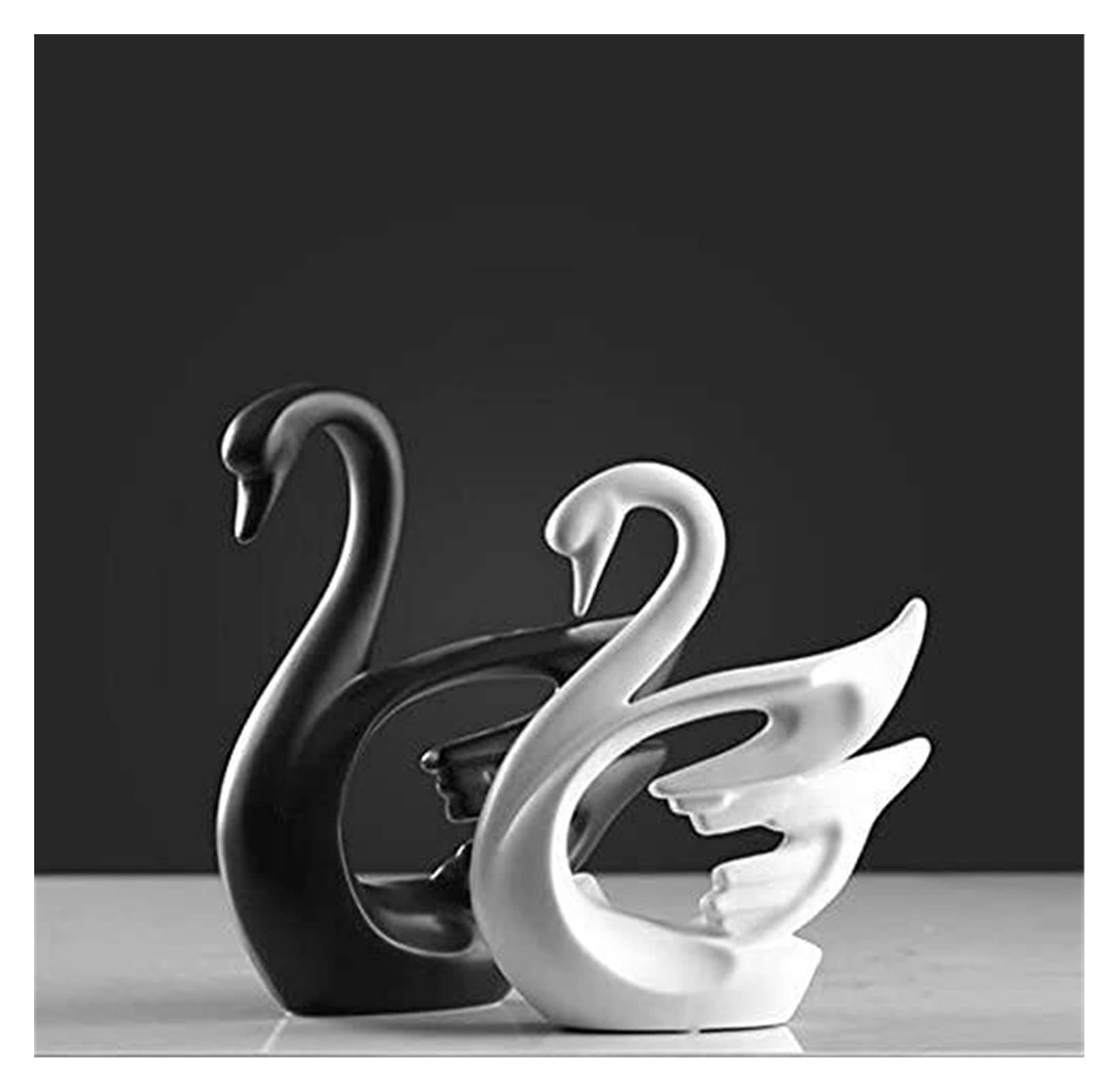 Statua astratta unica Scultura Creativa, Decorazione per la casa Ornamenti/Nordic Simple Coppie in bianco e nero Ornamenti di cigno Creativo Soggiorno Decorativo Artigianato in