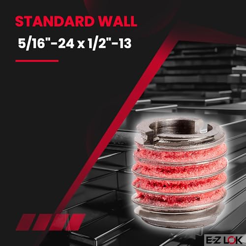 Image of E-Z Lok Externally Threaded Insert, 303 Stainless Steel, 5 /16 inch-24 Internal Threads, 1 /2 inch-13 External Threads, 0.484 inch Length, Made in US (Pack of 5)
