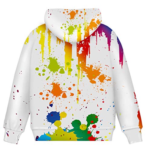 Asylvain Boys Hoodies Graphic Hoody Hoodie Kids 3D Print Sweatshirts Unisex White Paint Colorful Sweater Shirts Novelty Graphic Hooded Pullover Sweatshirt For Girls With Pocket, 13-15 Years #TOP1