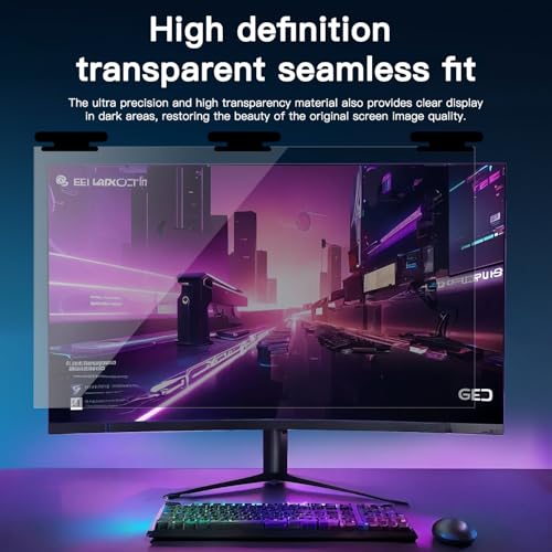 Image of 21.5 Inch Magnetic Hanging Computer Privacy Screen for 16:9 Widescreen Monitor, Removable Privacy Screen Anti Glare Blue Light Computer Screen Privacy Shield, Anti-Scratch