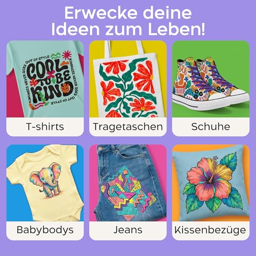 Zenacolor 26 Textilstifte Waschmaschinenfest - Permanente Textilfarbe Doppelspitze - Stoffmalstifte für Textil, T-Shirt, Canvas, Stofftaschen zum Bemalen