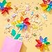 Blue Panda 12-Pack Rainbow Flower Pinwheels for Yard and Garden - Wind Spinners and Outdoor Party Favors for Kids, Pride and Birthday Decorations - Windmill for Yard - Pinwheels for Kids
