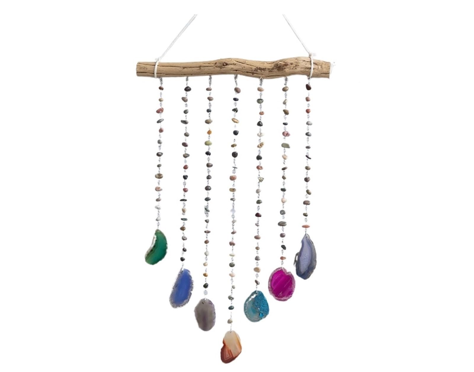 Ppqiru Style03 Wall Hanging Dream Catcher Agate Crystal Wooden Stick Home Decoration Room Wind Chime For Decoration(Style03)