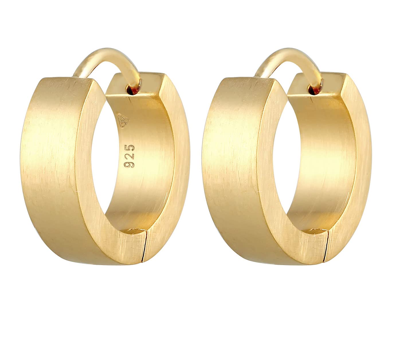 Kuzzoi Herren Ohrringe Creolen matt Klappcreolen (13mm) rund für Männer 1 Paar goldene Ohrhänger 925 Sterling Silber vergoldet