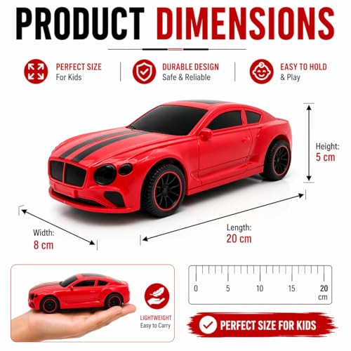Image of The Flyers Bay Famous Millionaire Remote Control Car for Kids 4+ with Music, 3D Lights, Water Spray, Rechargeable Battery, 7 Function RC Toy Car with Type-C Charging (Red)