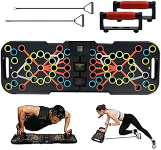 Surplex 41 In 1 Body Building Push Up Rack Board with Smart Counting&Resistance Bands, Foldable Colour-coded Power-press&Multi-function Push-up Fitness Stands Board for Muscle Training Sport Gym